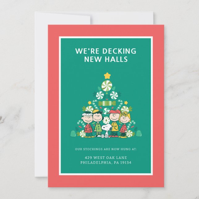 Cartão De Festividades Amendoins | Árvore de Natal de Hortelã-Pimenta (Frente)