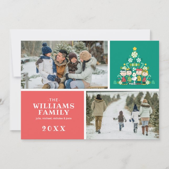 Cartão De Festividades Amendoins | Árvore de Natal de hortelã-pimenta (Frente)