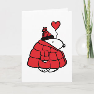 Cartão De Festividades Amendoins Casaco de Snoopy no Dia dos Namorados