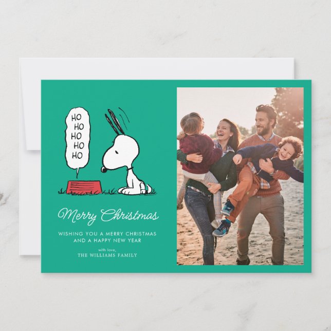 Cartão De Festividades Amendoins | Prato de comida Ho Ho Ho do Snoopy (Frente)