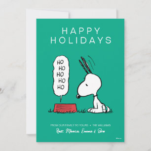 Cartão De Festividades Amendoins Prato de comida Ho Ho Ho do Snoopy
