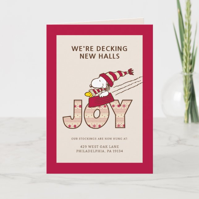 Cartão De Festividades Amendoins | Snoopy e Woodstock Alegria no Passeio  (Frente)