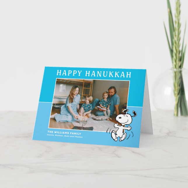 Cartão De Festividades Amendoins | Snoopy Feliz Hanukkah (Frente)