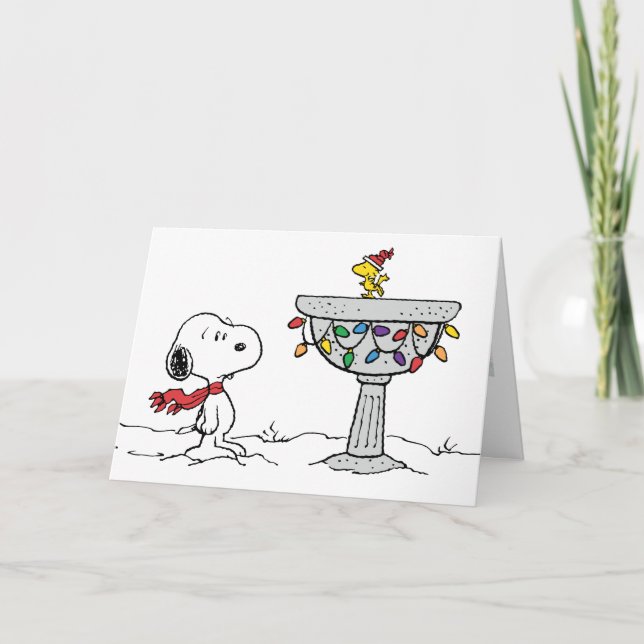 Cartão De Festividades Amendoins | Snoopy & Woodstock congelado (Frente)