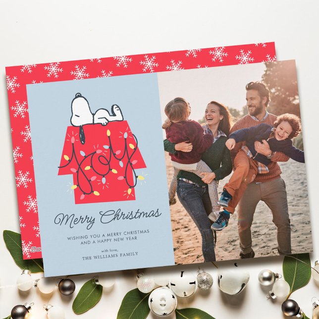 Cartão De Festividades Amendoins | Sonhador de férias de Snoopy (Card on table)