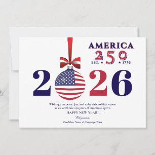 Cartão De Festividades América 250 Patrocinador do Natal Patriótico 2025 
