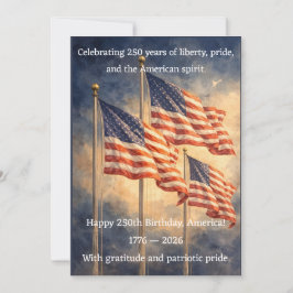 Cartão De Festividades America 250th Birthday Fireworks Patriotic Card