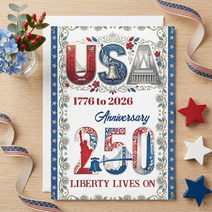 Cartão De Festividades América Semiquincentenário 1776-2026 EUA 250 Anos