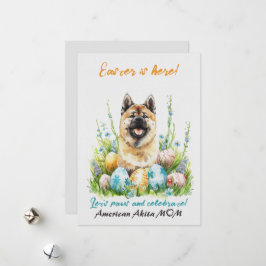Cartão De Festividades American Akita Watercolor Páscoa Dog Pai Mãe