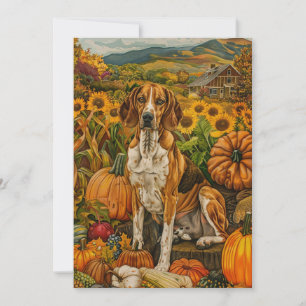 Cartão De Festividades American English Foxhound Autumn Harvest