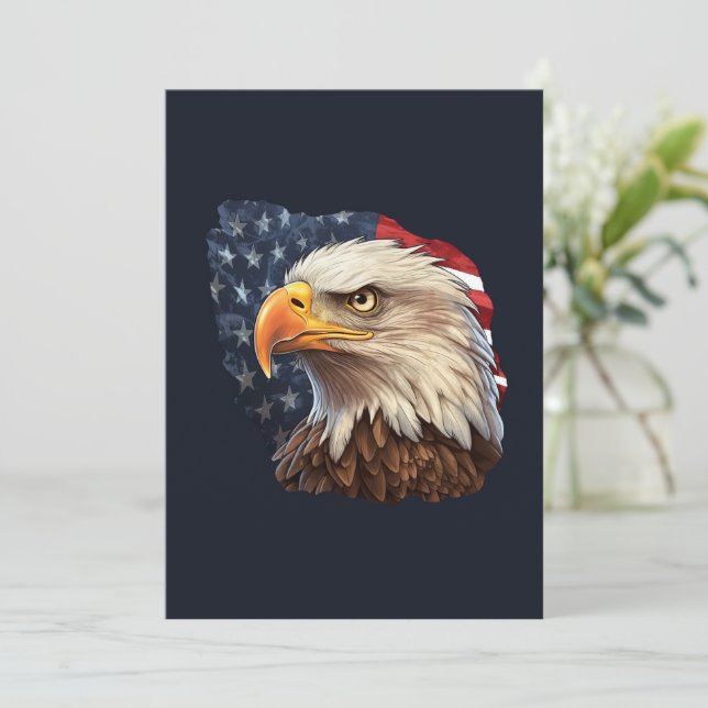 Cartão De Festividades American Flag Bald Eagle (Em pé/Frente)