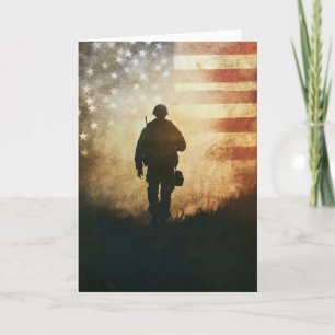 Cartão De Festividades American Flag Veteran Soldier