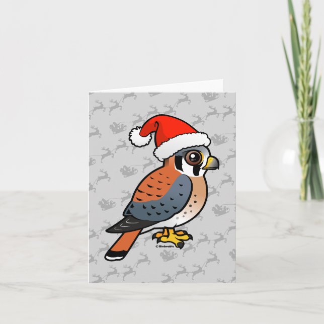 Cartão De Festividades American Kestrel Santa (Frente)