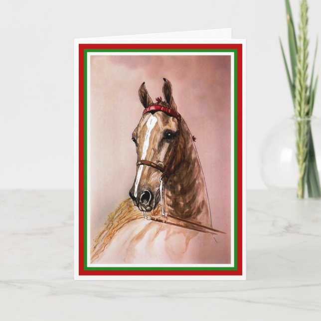 Cartão De Festividades American Saddlebred Horse Christmas Holiday Card (Frente)