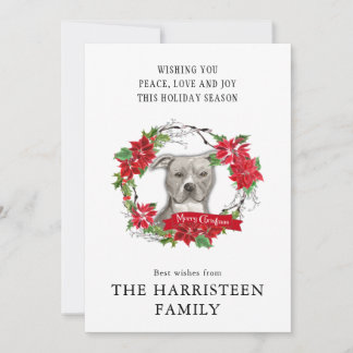 Cartão De Festividades American Staffordshire Terrier Christmas Wreath