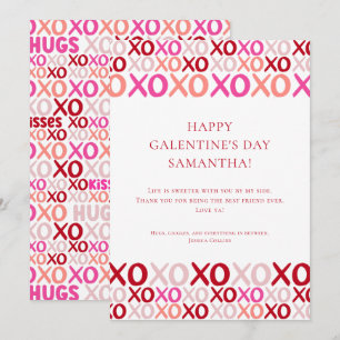 Cartão De Festividades Amiga Cor-de-Rosa Moderna XOXO Melhor Amiga Dia da