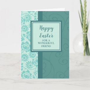 Cartão De Festividades Amigo do Felz pascoa Floral Teal