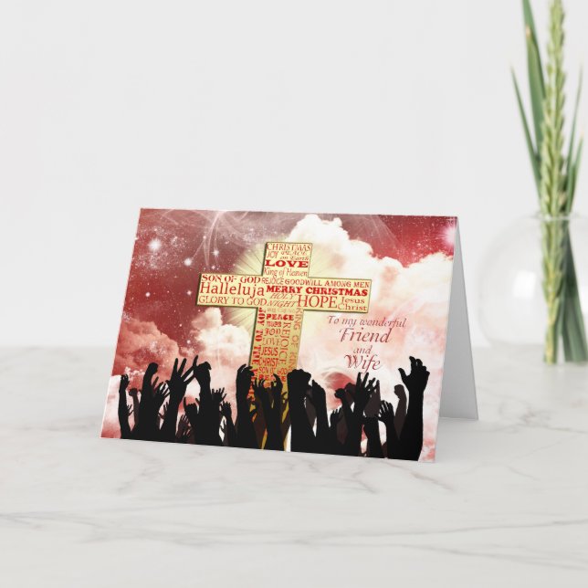 Cartão De Festividades Amigo e esposa, um Natal cristão (Frente)