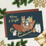 Cartão De Festividades Amigos animais modernos e bonitos e Natal<br><div class="desc">Envie sorrisos para sua família e amigos com este cartão de Natal adorável e bonito, com presentes de carregando de trenó, juntamente com amigos animais - uma raposa, pinguim, urso polar, esquilo e coelho. Detalhes como cachecóis, chapéus, biscoito de gengibre, e uma pequena bengala doce adicionam um toque divertido. O...</div>