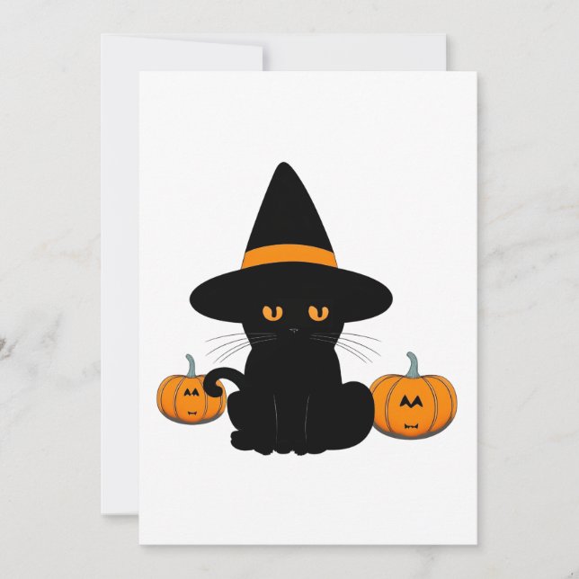 Cartão De Festividades Amigos de desenho animado fofos de Halloween, gato (Frente)