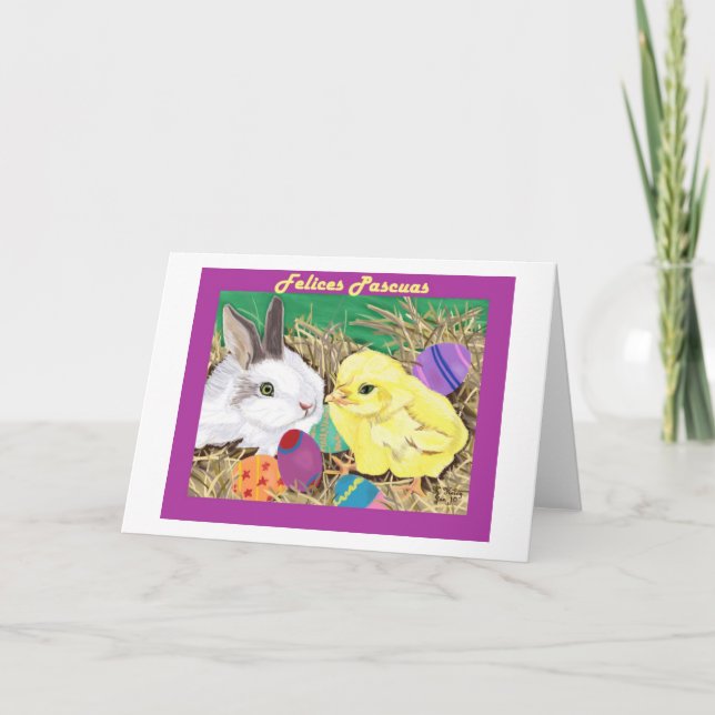 Cartão De Festividades Amigos de Pascua tarjeta (Easter Friends card) (Frente)