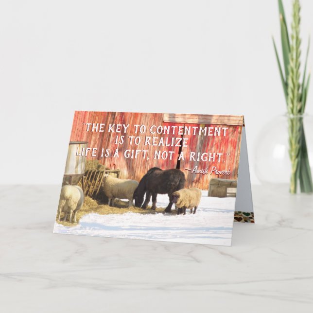 Cartão De Festividades Amish Farm Christmas Cards, Add Name (Frente)