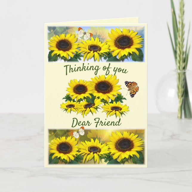 Cartão De Festividades Amizade Cristã Personalizada Sunny Sunflower (Frente)