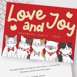 Cartão De Festividades Amor & Alegria Gatos Modernos Engraçados Fofos Can