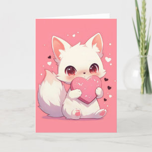 Cartão De Festividades Amor Animal De Anime Bonito