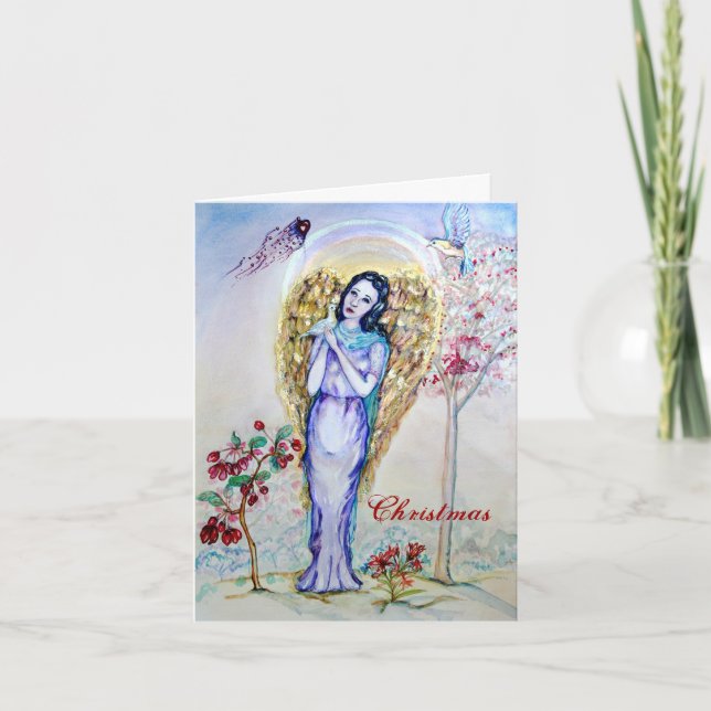 Cartão De Festividades Amor Anjo de Natal (Frente)