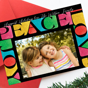 Cartão De Festividades AMOR colorido PEACE JOY uma foto quadro moderno