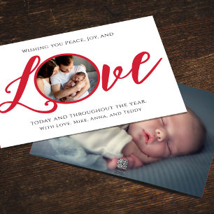 Cartão De Festividades Amor com Script de Fotografia Moderna do Natal