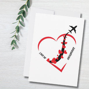 Cartão De Festividades Amor de Aniversário Meu Avô Avião Coração Personal