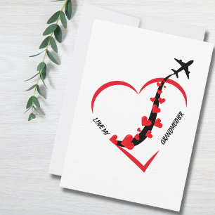 Cartão De Festividades Amor de Aniversário Minha Avó Avião Coração Person