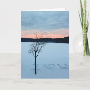 Cartão De Festividades Amor de Férias no Lago Walden no Inverno
