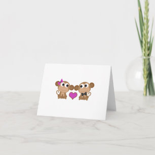 Cartão De Festividades Amor De Macaco Bonito