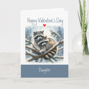 Cartão De Festividades Amor de Valentin Fun Raccoon Beijos Filha