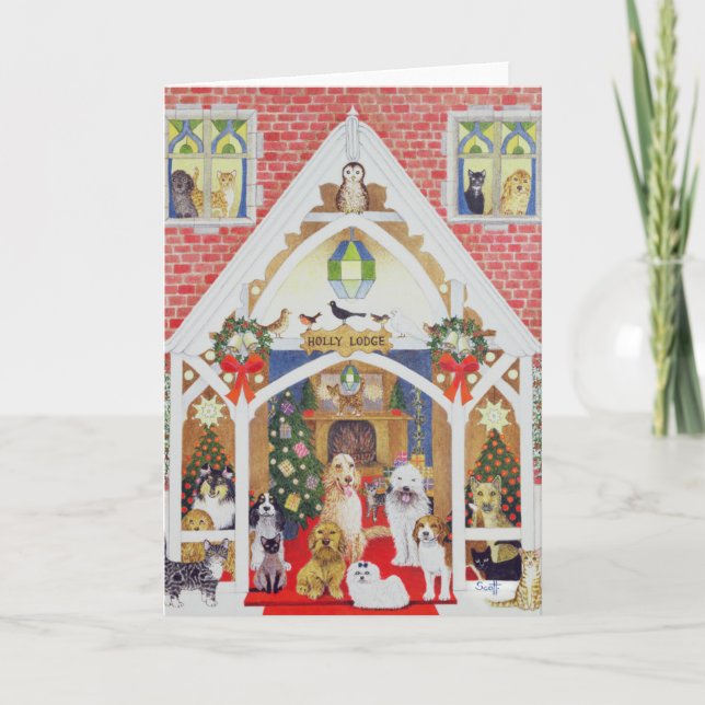 Cartão De Festividades Amor do alojamento do azevinho (Frente)