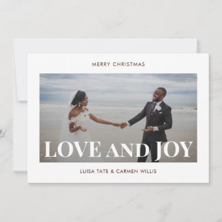 Cartão De Festividades Amor e Alegria | Moderno Minimalista Duas Fotos