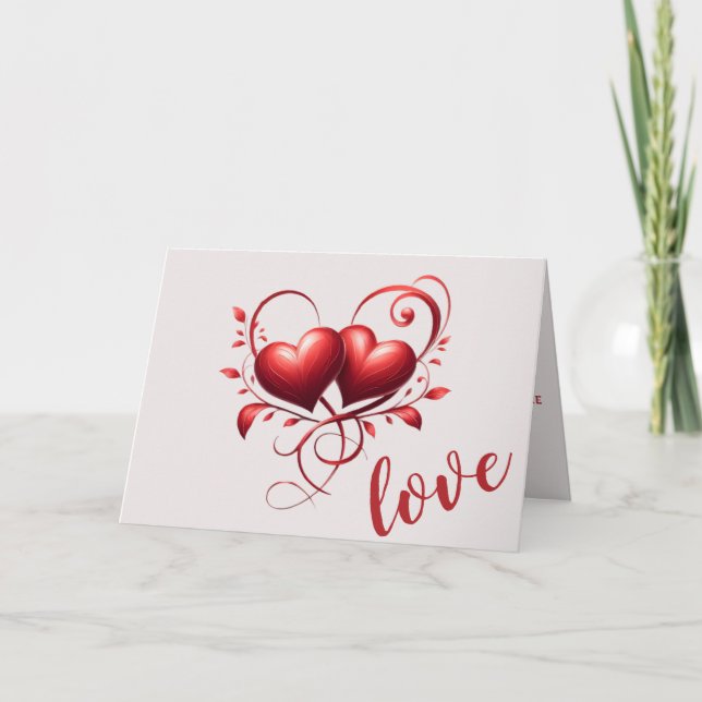 Cartão De Festividades Amor e Corações (Frente)