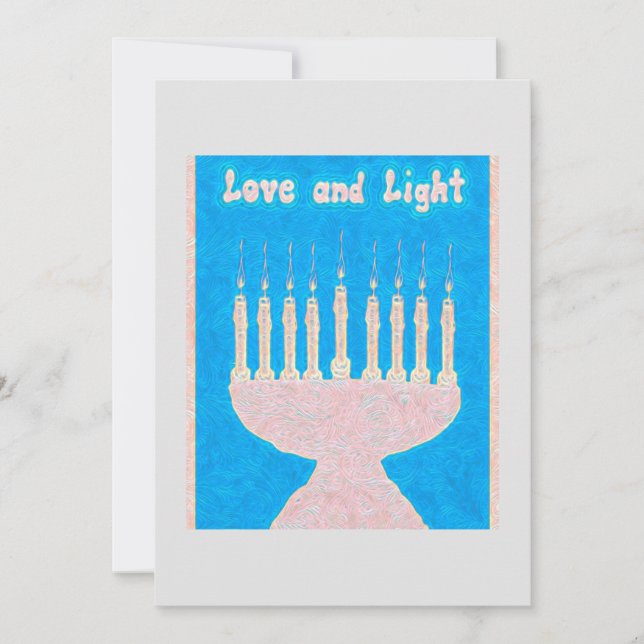 Cartão De Festividades Amor e Hanukkah leve (Frente)
