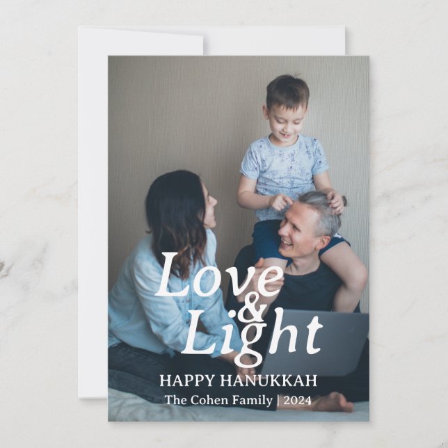 Cartão De Festividades Amor e Luz | Família Hanukkah Uma foto (Frente)