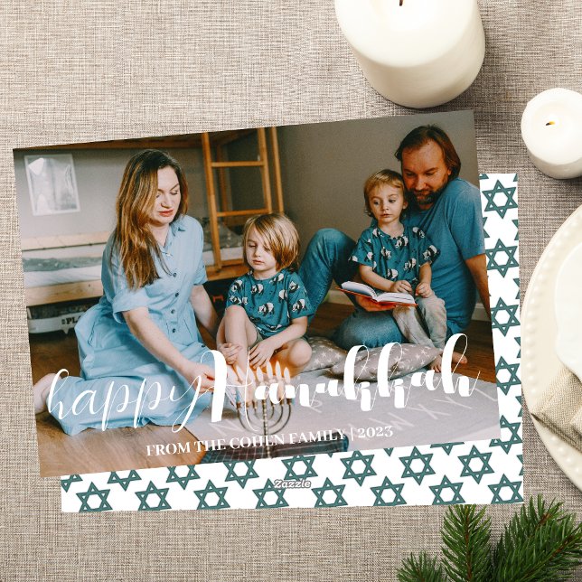 Cartão De Festividades Amor e Luz | Foto da família Hanukkah (Criador carregado)