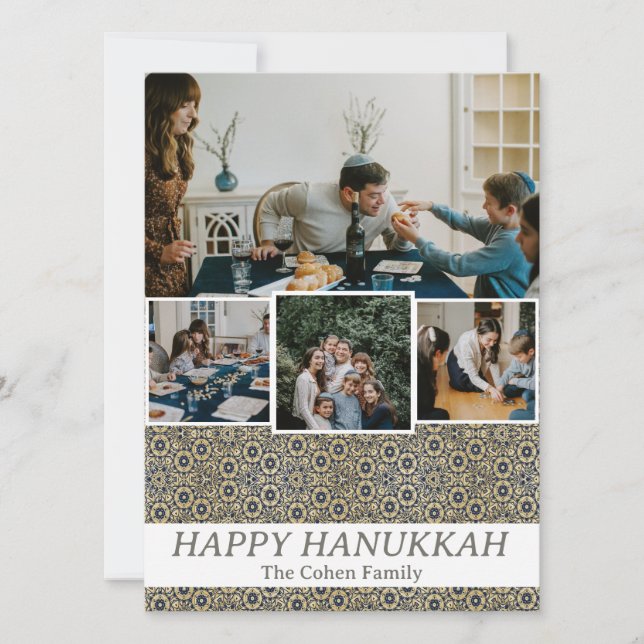 Cartão De Festividades Amor e Luz | Foto da família Hanukkah Collage (Frente)