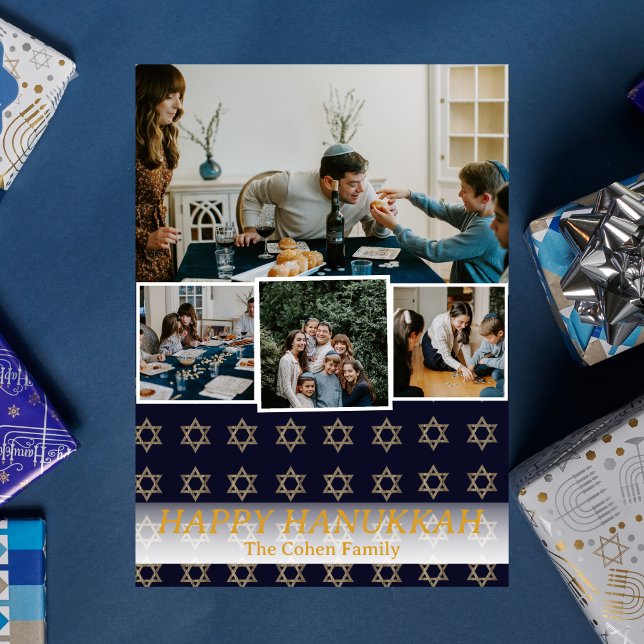 Cartão De Festividades Amor e Luz | Foto da família Hanukkah Collage (Criador carregado)
