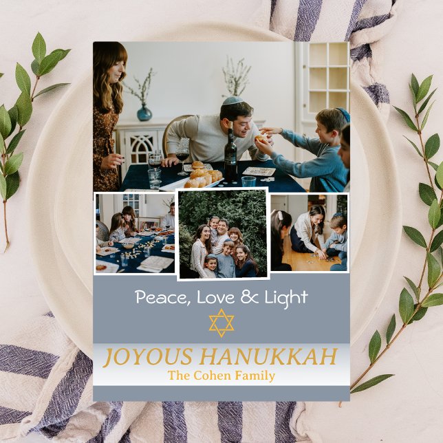 Cartão De Festividades Amor e Luz | Foto da família Hanukkah Collage (Criador carregado)