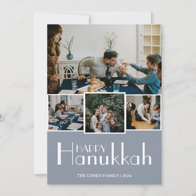Cartão De Festividades Amor e Luz | Foto da família Hanukkah Collage (Frente)