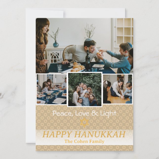 Cartão De Festividades Amor e Luz | Foto da família Hanukkah Collage (Frente)