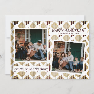 Cartão De Festividades Amor e Luz Foto Elegante da família Hanukkah 2