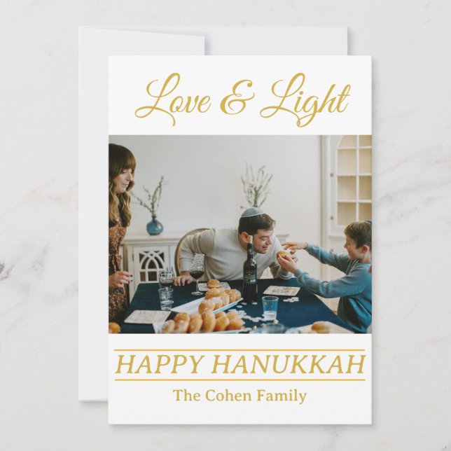 Cartão De Festividades Amor e Luz | Foto simples da família Hanukkah (Frente)
